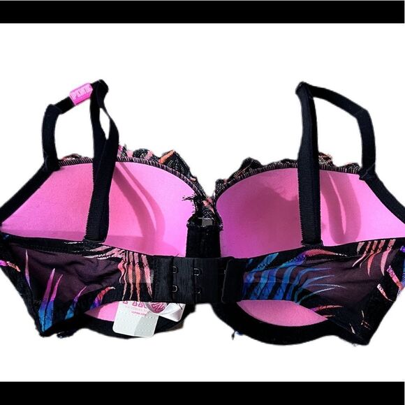 Victoria’s Secret Pink Date Push Up Padded lace Bra Black multicolor - Picture 2 of 2